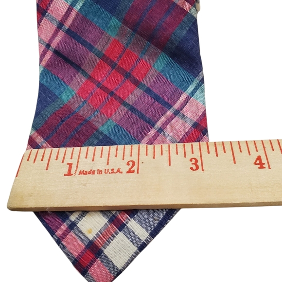 Vntg Lands' End Blue and Red Madras Plaid Tie. 54" - Picture 5 of 7
